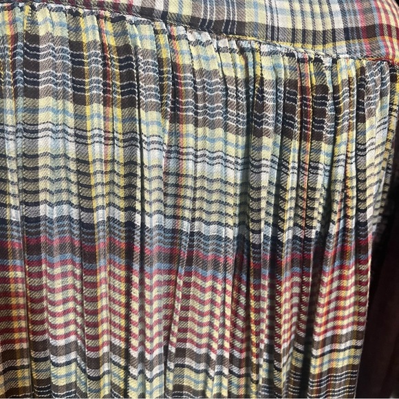 Free People Plaid Oversized Pleated Button Up Long Sleeve Top Come On Over XS - Picture 5 of 11